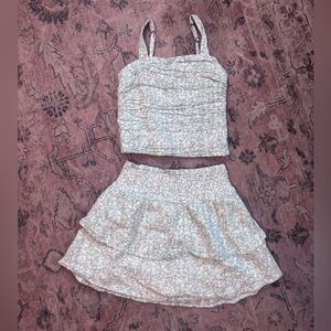 abercrombie kids Mint & White Floral Smocked Two-Piece Set